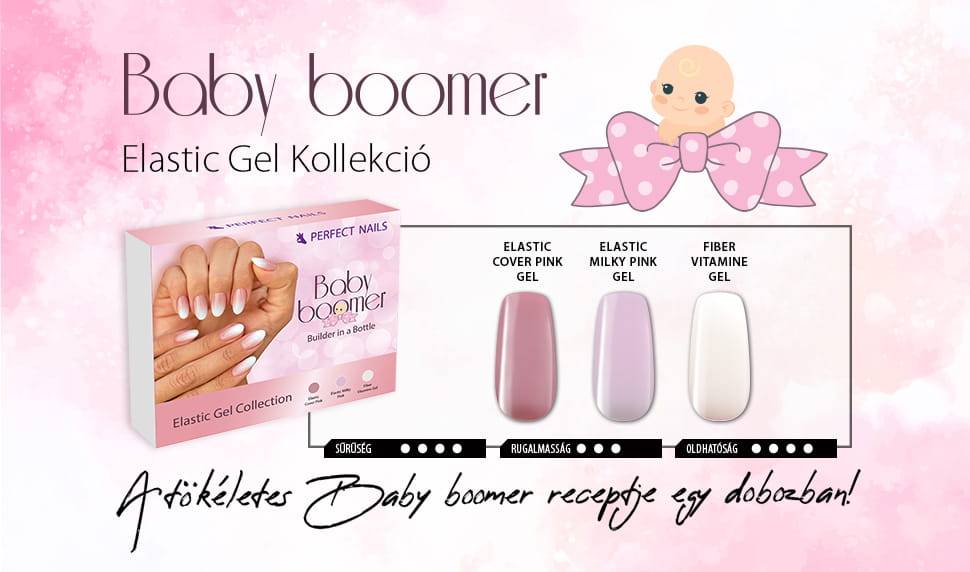 Elastic Babyboomer Base Collection - Ecsetes Műkörömépítő Zselé Készlet