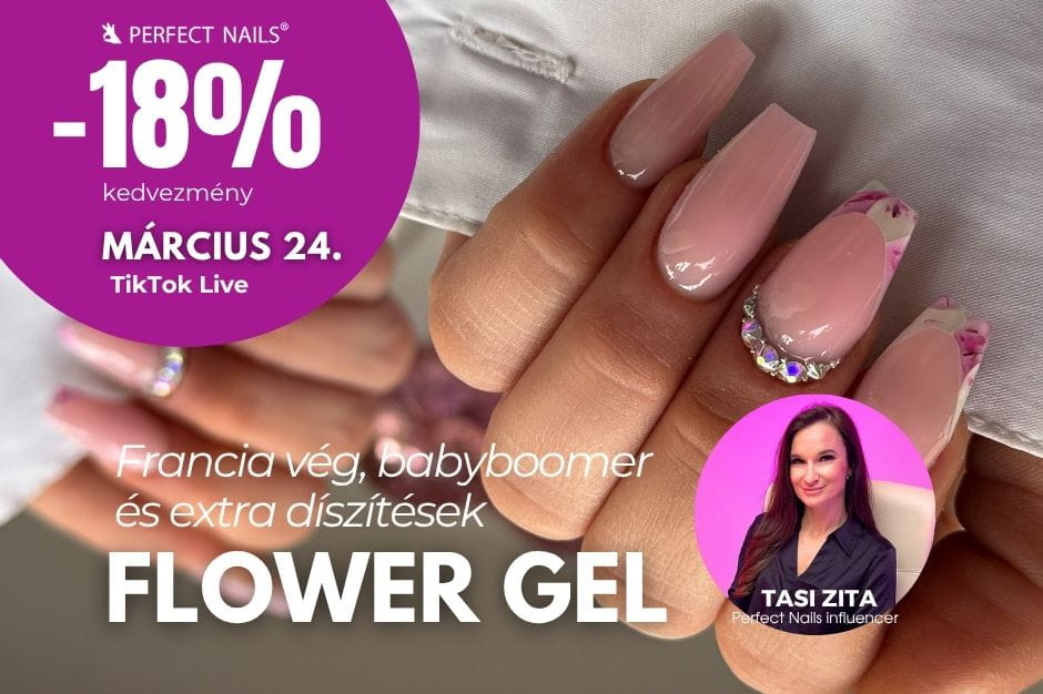 Flower Gel variációk – Francia vég, babyboomer és extra díszítések élőben