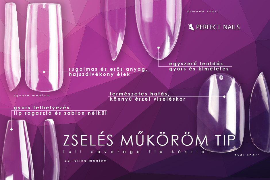 Full Coverage Zselés Műköröm Tip Készlet - Oval Short
